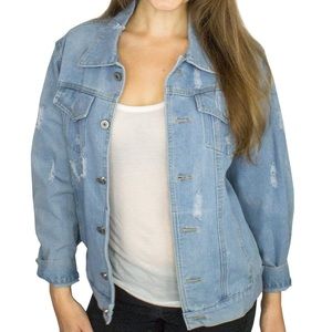 Distressed denim jacket